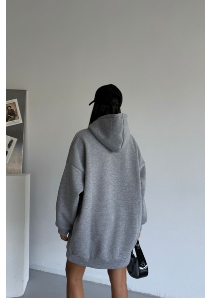 Kadın Kapüşonlu Taş Detaylı Sweatshirt Elbise modelleri