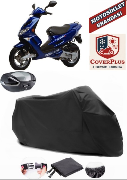 Peugeot Speedfight 2 Siyah Arka Çanta Uyumlu Motorsiket Brandası Motor Örtüsü Çadır Su Geçirmez Motosiklet Kılıfı Motor Brandası