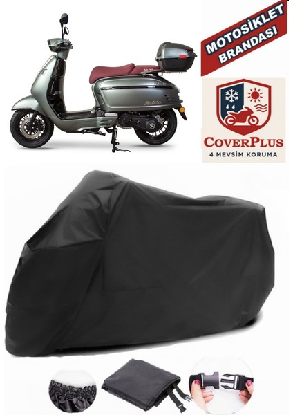 Falcon Martini 50 Siyah Motorsiket Brandası Motor Örtüsü Çadır Su Geçirmez Motosiklet Kılıfı Motor Brandası