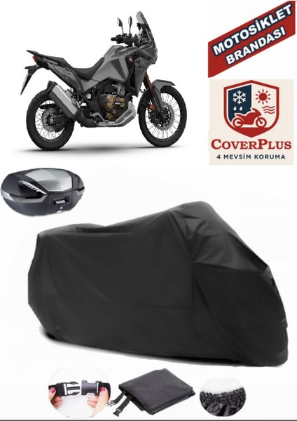 Honda CRF1000L Siyah Arka Çanta Uyumlu Motorsiket Brandası Motor Örtüsü Çadır Su Geçirmez Motosiklet Kılıfı