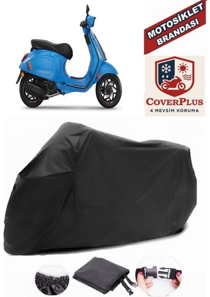 Vespa Sprint 150 Siyah Motorsiket Brandası Motor Örtüsü Çadır Su Geçirmez Motosiklet Kılıfı Motor Brandası