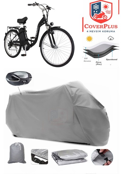 Volta Vb3 Arka Çanta Uyumlu (Gri) Motorsiket Brandası Motor Örtüsü Çadır Su Geçirmez Motosiklet Kılıfı Motor Brandası