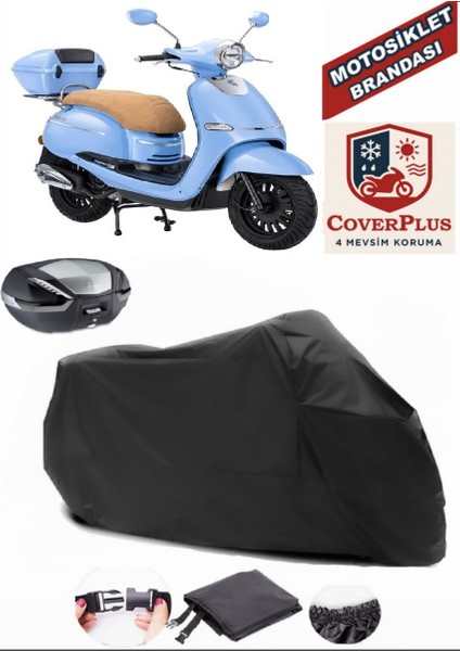 Kanuni Visal 125 Siyah Arka Çanta Uyumlu Motorsiket Brandası Motor Örtüsü Çadır Su Geçirmez Motosiklet Kılıfı Motor Brandası