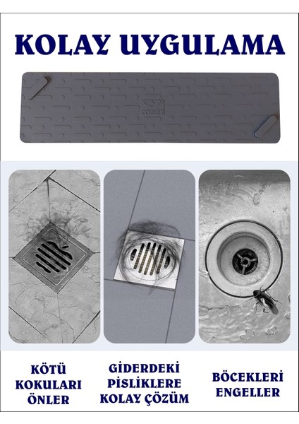 Kötü Koku Önleyici Uzun Duş Gideri Silikon Mat Duş Gideri Kapağı Tıpası Böcek Önleyici Kapak Koku Giderici Gri modelleri