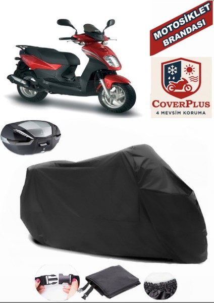 Sym Symply 125 Siyah Arka Çanta Uyumlu Motorsiket Brandası Motor Örtüsü Çadır Su Geçirmez Motosiklet Kılıfı Motor Brandası