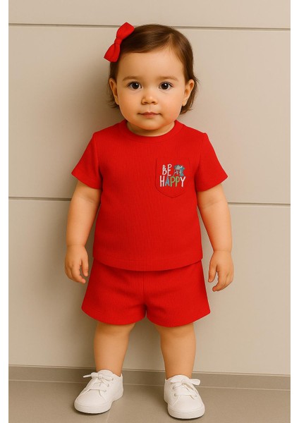 Ribana Kumaşlı “be Happy” Yazılı Şortlu Bebek Takımı – Yazlık 2’li Set 25143K indirimleri