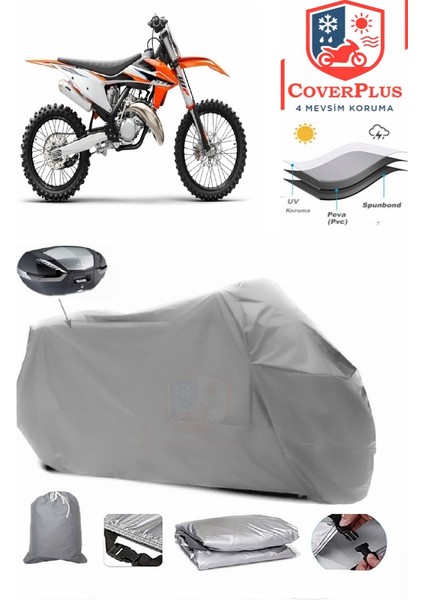 Ktm 350 Sxf Arka Çanta Uyumlu (Gri) Motorsiket Brandası Motor Örtüsü Çadır Su Geçirmez Motosiklet Kılıfı Motor Brandası