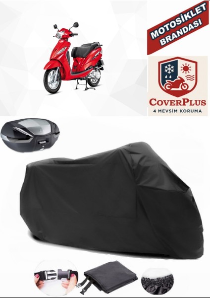 Tvs Wego Siyah Arka Çanta Uyumlu Motorsiket Brandası Motor Örtüsü Çadır Su Geçirmez Motosiklet Kılıfı Motor Brandası