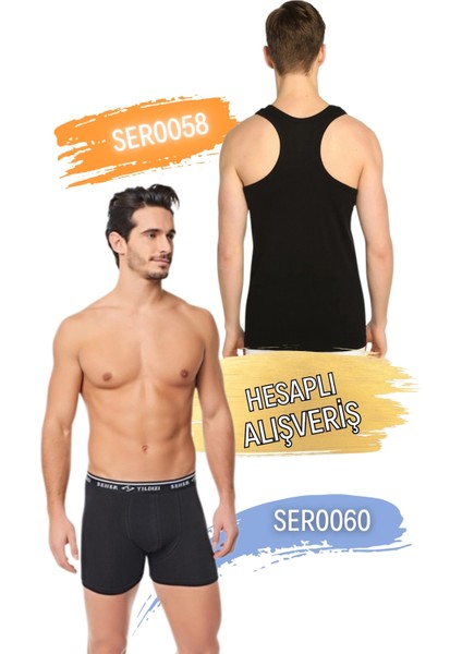 Erkek Ribana Spor Atlet ve Boxer Şort Takım 6'lı Set (12 Parça) SER0058 - SER0060 indirimleri