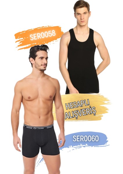 Erkek Ribana Spor Atlet ve Boxer Şort Takım 6'lı Set (12 Parça) SER0058 - SER0060 fırsatları