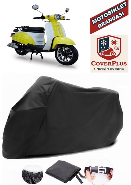 Motolux Vintage 50 Siyah Motorsiket Brandası Motor Örtüsü Çadır Su Geçirmez Motosiklet Kılıfı Motor Brandası