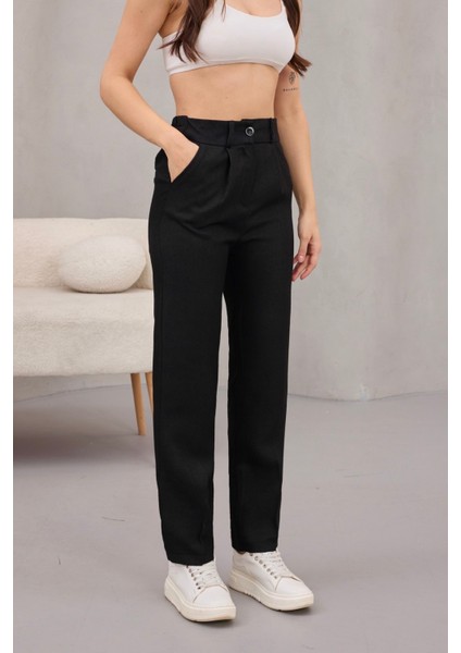 Kadın Yüksek Bel Havuç Model Beli Lastikli Dar Paça Pantolon modelleri