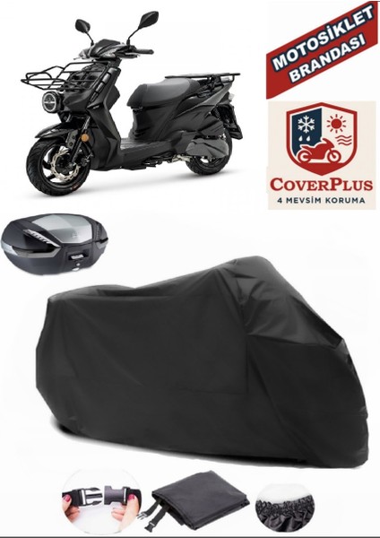 Sym Xpro 125 Siyah Arka Çanta Uyumlu Motorsiket Brandası Motor Örtüsü Çadır Su Geçirmez Motosiklet Kılıfı Motor Brandası