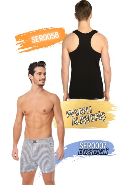 Erkek Ribana Spor Atlet ve Desenli Boxer Takım 6'lı Set (12 Parça) SER0058 - SER0007 fırsatları