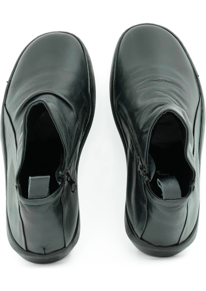 Hakiki Deri Fermuarlı Kadın Bot Kauçuk Taban - B260593 fırsatları