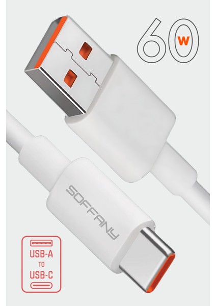 60W Usb-A – Usb-C Şarj ve Data Kablosu