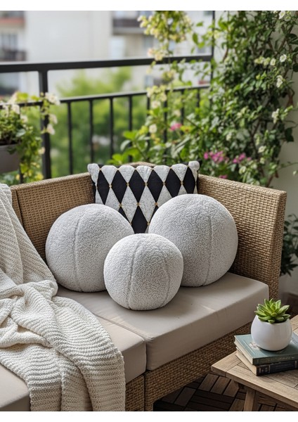 3' Lü Top Kırlent / Yastık 2 Büyük Gri / 1 Küçük Gri ( 42CM / 25CM) modelleri