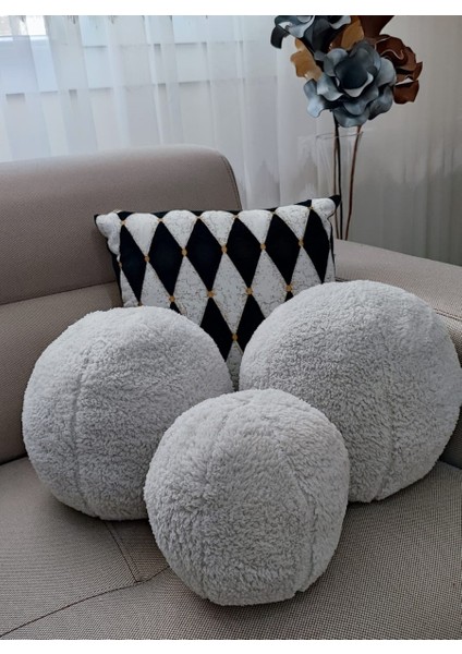 3' Lü Top Kırlent / Yastık 2 Büyük Gri / 1 Küçük Gri ( 42CM / 25CM) fırsatları