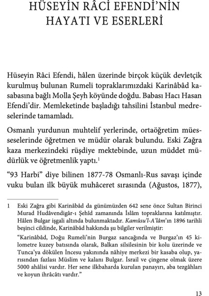 Zağra Müftüsünün Hatıraları - Hüseyin Raci Efendi