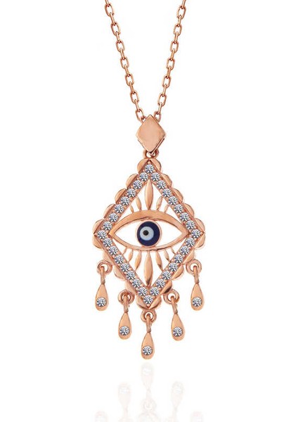 925 Ayar Gümüş Rose Nazarlı Göz Kolye modelleri