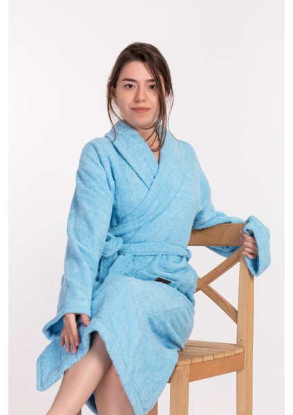 Regina Robe Ekstra Yumuşak Premium Şalyaka Bornoz Mavi