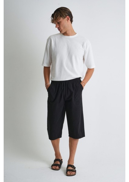 Erkek Büyük Beden %100 Pamuk Keten Görünümlü Kapri E203-24 modelleri