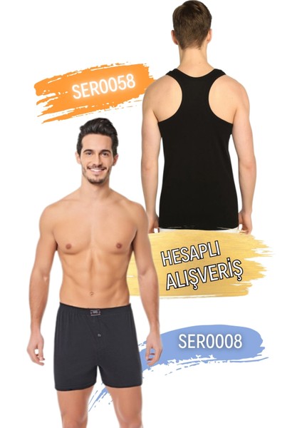 Erkek Ribana Spor Atlet ve Boxer Takım 6'lı Set (12 Parça) SER0058 - SER0008 fiyatları