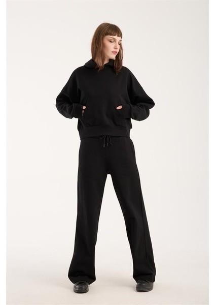 %100 Pamuk Kadın Kapüşonlu Cepli Sweatshirt + Pantolon Takımı (2 Parça) indirimleri