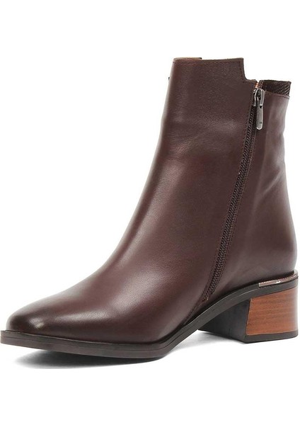 Kadın Kahverengi Fermuarlı Kalın Topuklu Deri Bot fırsatları