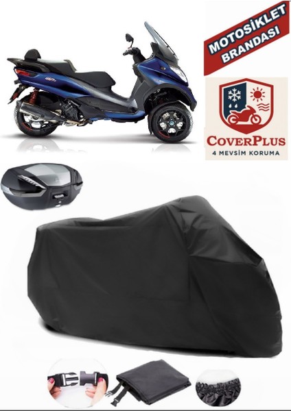Piaggio Mp3 500 Siyah Arka Çanta Uyumlu Motorsiket Brandası Motor Örtüsü Çadır Su Geçirmez Motosiklet Kılıfı Motor Brandası