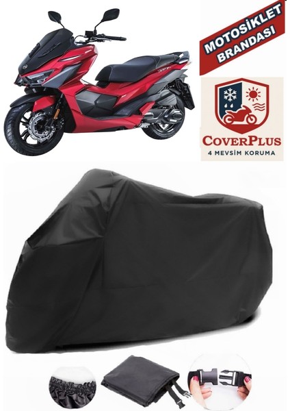 Sym Jet x 125 Siyah Motorsiket Brandası Motor Örtüsü Çadır Su Geçirmez Motosiklet Kılıfı Motor Brandası