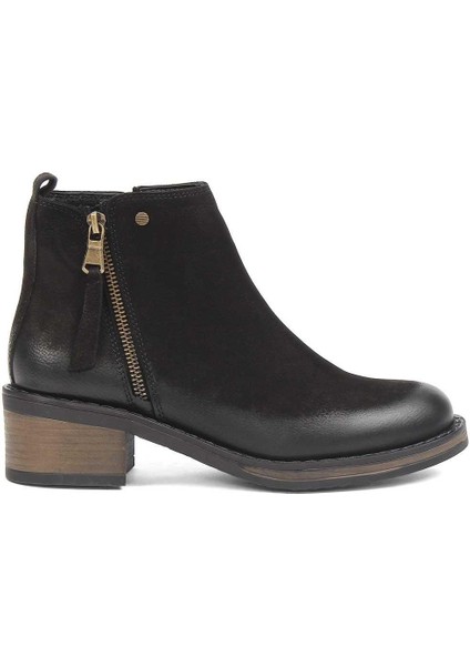 Kadın Siyah Çift Fermuarlı Nubuk Deri Bot fiyatları