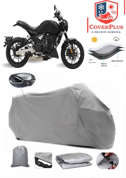 Regal Raptor SHARK250 Arka Çanta Uyumlu (Gri) Motorsiket Brandası Motor Örtüsü Çadır Su Geçirmez Motosiklet Kılıfı Motor Brandası