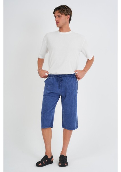 Erkek Büyük Beden %100 Pamuk Keten Görünümlü Kapri E203-13 modelleri