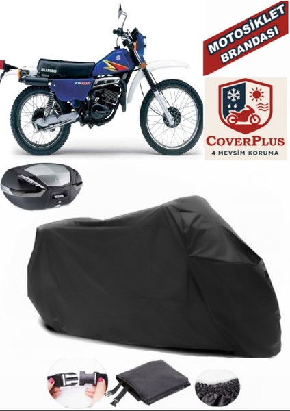 Suzuki Ts 185 Siyah Arka Çanta Uyumlu Motorsiket Brandası Motor Örtüsü Çadır Su Geçirmez Motosiklet Kılıfı Motor Brandası