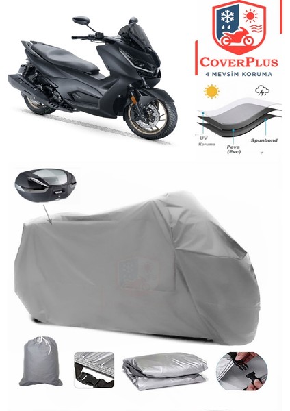 Rks Vieste 249 Arka Çanta Uyumlu (Gri) Motorsiket Brandası Motor Örtüsü Çadır Su Geçirmez Motosiklet Kılıfı Motor Brandası