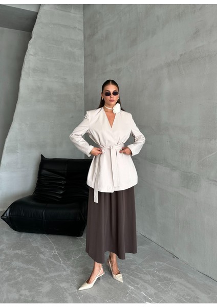 Taş Elegant Kuşaklı Ceket