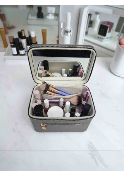 Aynalı Makyaj ve Takı Düzenleme Çantası - Fermuarlı Taşıma Kutusu fiyatları