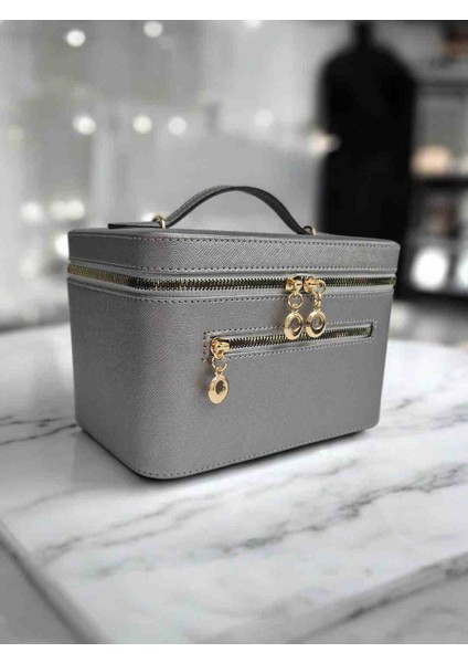 Aynalı Makyaj ve Takı Düzenleme Çantası - Fermuarlı Taşıma Kutusu fırsatları