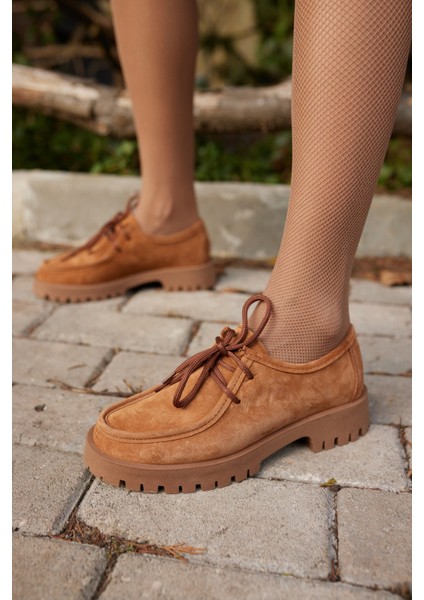 Kristel Kadın Lacivert Gercek Deri Bagcıklı Loafer Ayakkabi