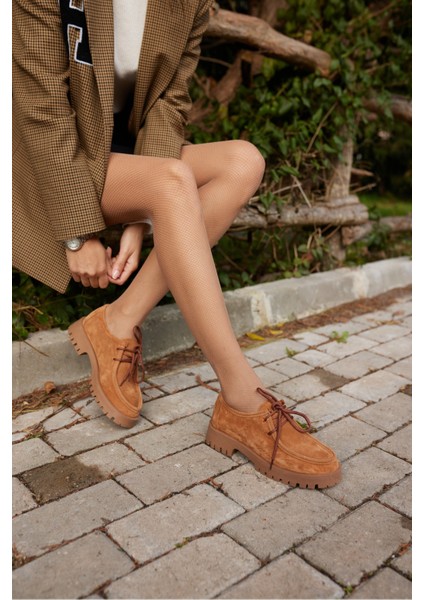 Kristel Kadın Lacivert Gercek Deri Bagcıklı Loafer Ayakkabi