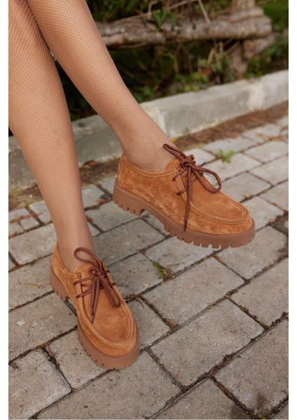 Kristel Kadın Lacivert Gercek Deri Bagcıklı Loafer Ayakkabi