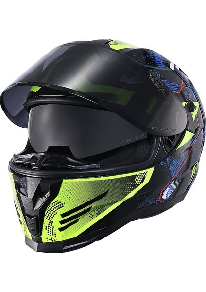 Motosiklet Double ve Güneş Vizörlü Full Face Kask Ce Motor Kaskı Galaxy modelleri