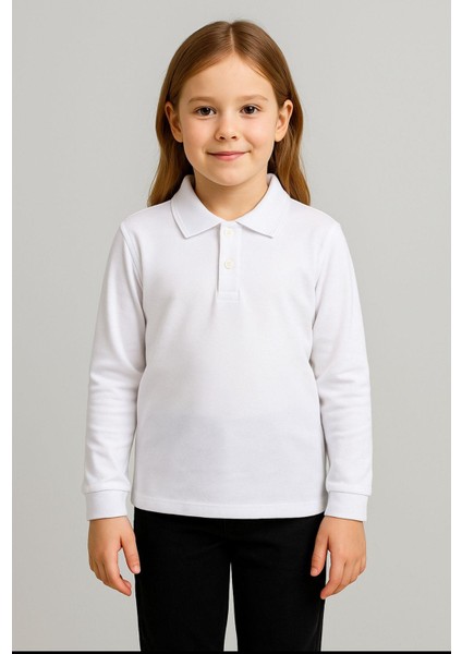 Gala Yakalı Düz Uzunkol Unisex Tişört