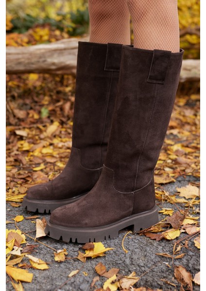 Zelly Kadın Siyah Gercek Deri Eva Taban Çizme