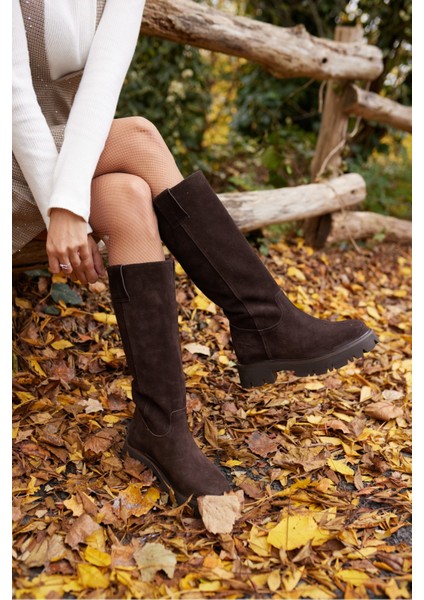 Zelly Kadın Siyah Gercek Deri Eva Taban Çizme