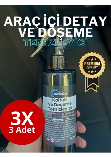 3 Adet Araba Döşeme Koltuk Kir Leke Temizleme Spreyi Yüksek Etkili - Oto Detaylı Temizlik 500ML