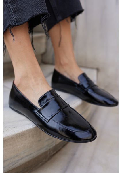 Valenta Kadın Bordo Rugan Gercek Deri Loafer Ayakkabi modelleri
