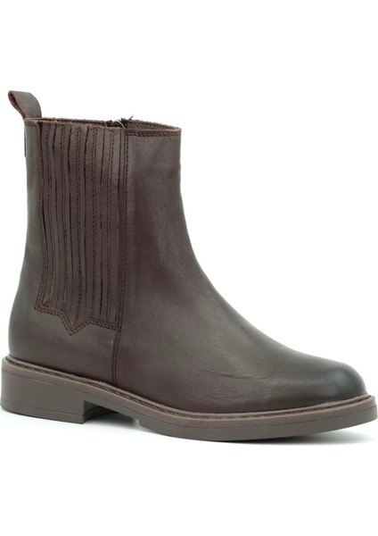 Hakiki Deri Fermuarlı Kadın Bot Kauçuk Taban - B263401 fiyatları