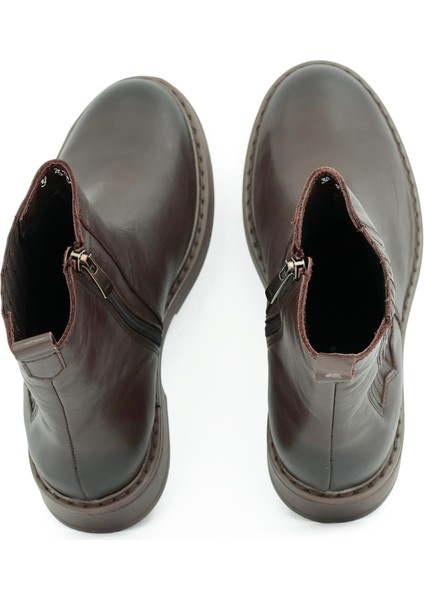 Hakiki Deri Fermuarlı Kadın Bot Kauçuk Taban - B263401 fırsatları